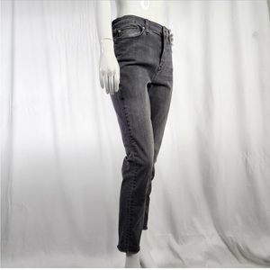 Hudson Natalie Super Skinny Jeans Women Size 32 Faded Black Raw Hems 5 Pockets